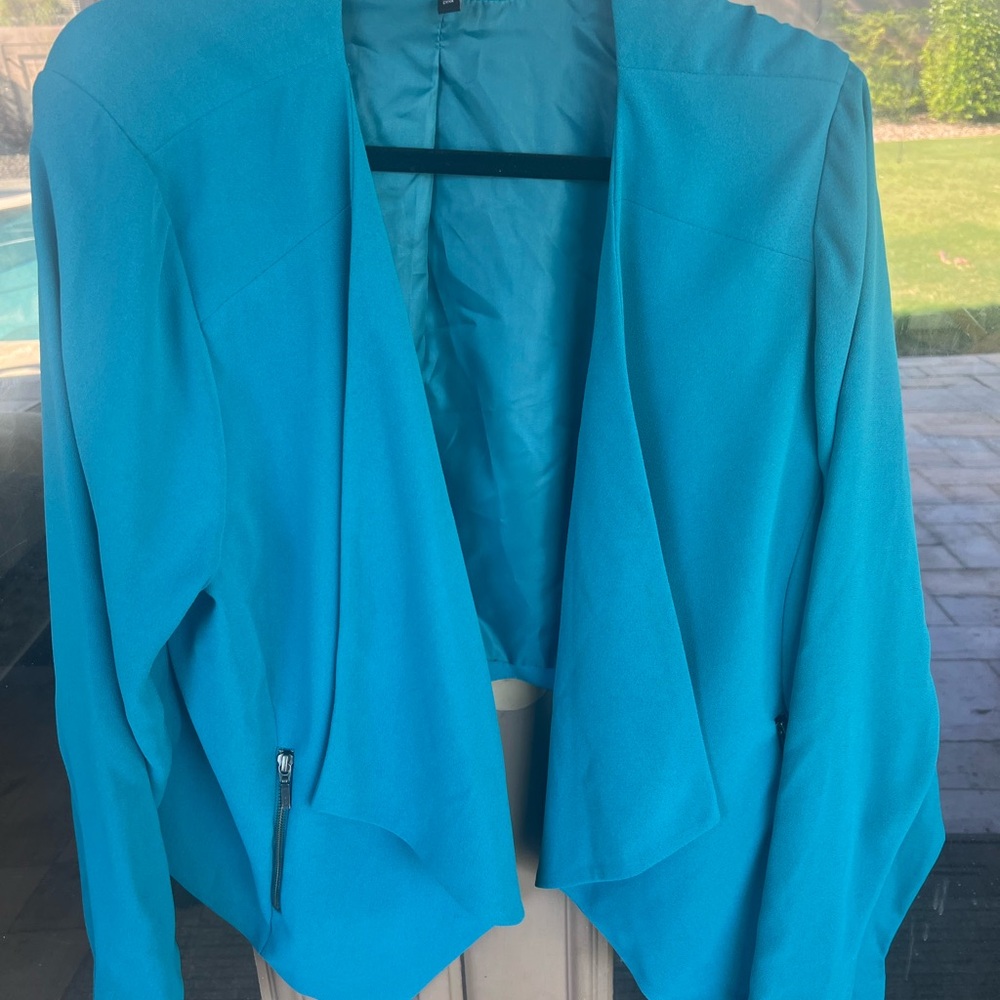 Open Green Lined Jacket with Sloped Front as shown by Torrid Size 3 ( S 22/24)